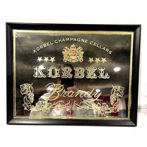 Vintage Korbel Champaign Cellars Brandy Bar Mirror 17" X13"